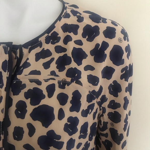 Tory Burch Robin Silk Blouse Cheetah Beige Top - Picture 5 of 8